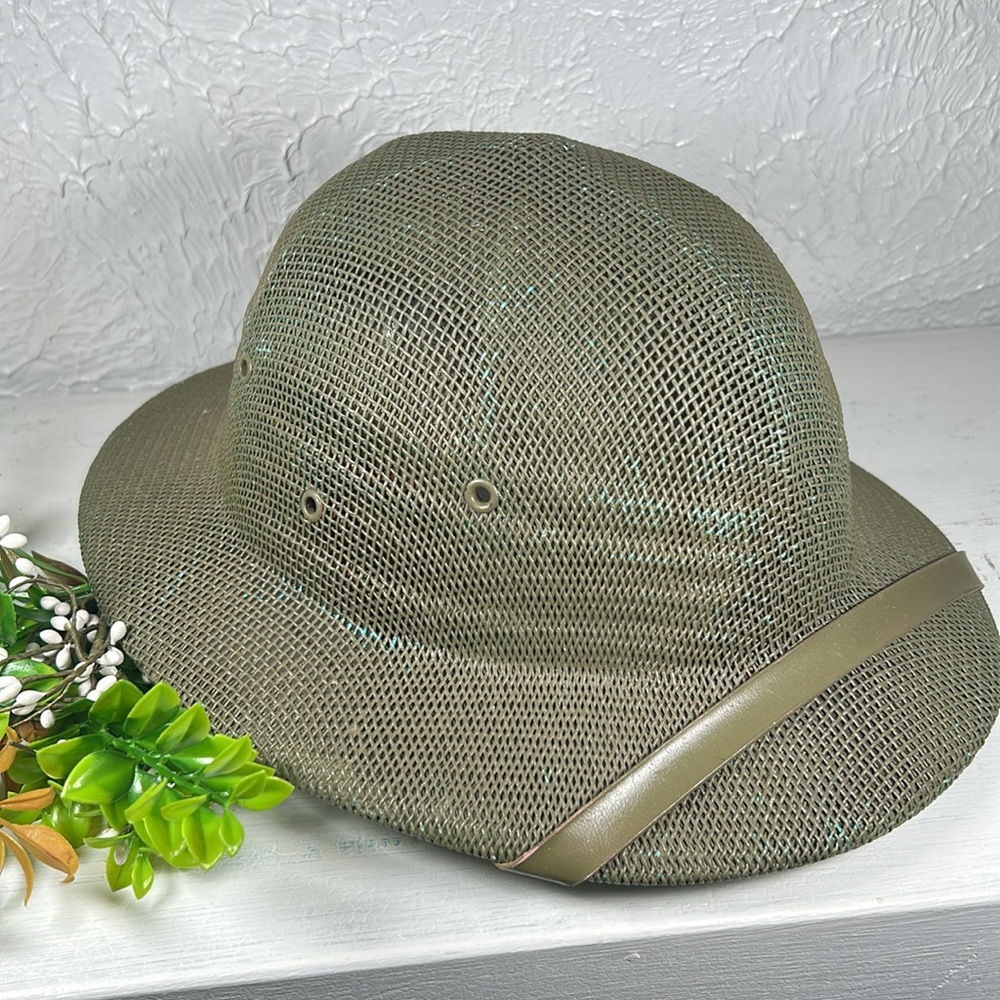 Olive Green Safari Hard Mesh Hat Adjustable Band safari Breathable Vented